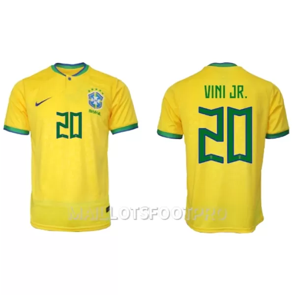 Maillot Brésil Vini JR 20 Homme Domicile Coupe du Monde 2022