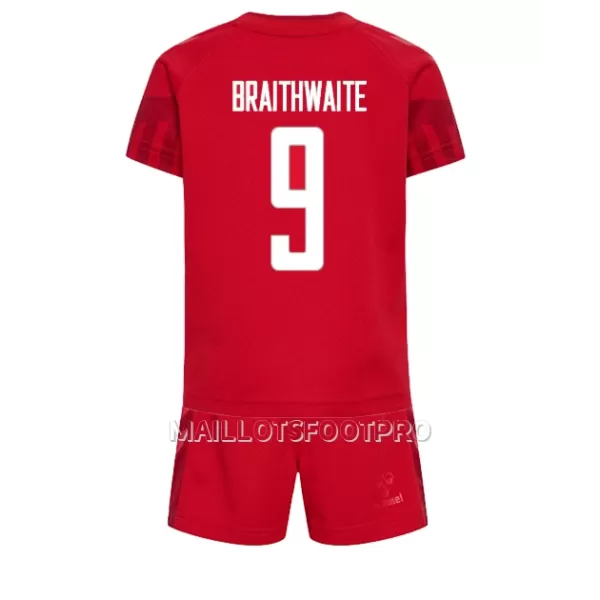 Maillot Danemark Martin Braithwaite 9 Enfant Domicile Coupe du Monde 2022