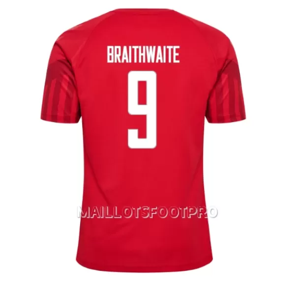 Maillot Danemark Martin Braithwaite 9 Homme Domicile Coupe du Monde 2022