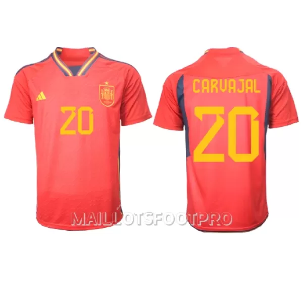 Maillot Espagne Daniel Carvajal 20 Homme Domicile Coupe du Monde 2022