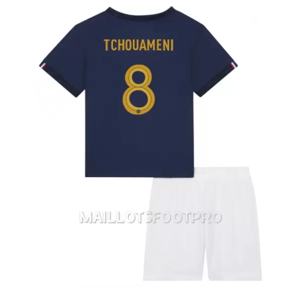 Maillot France Aurelien Tchouameni 8 Enfant Domicile Coupe du Monde 2022