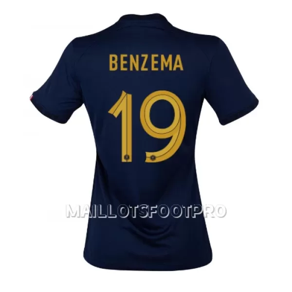 Maillot France Karim Benzema 19 Femme Domicile Coupe du Monde 2022