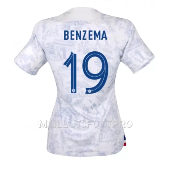 Maillot France Karim Benzema 19 Femme Extérieur Coupe du Monde 2022