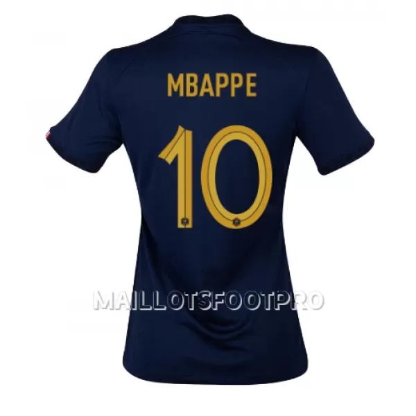 Maillot France Kylian Mbappé 10 Femme Domicile Coupe du Monde 2022