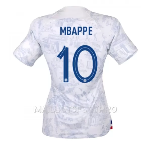 Maillot France Kylian Mbappé 10 Femme Extérieur Coupe du Monde 2022