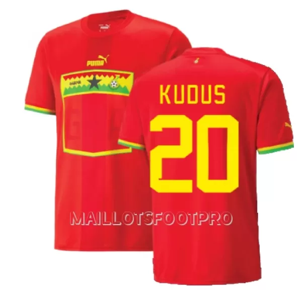 Maillot Ghana Mohammed Kudus 20 Homme Extérieur Coupe du Monde 2022