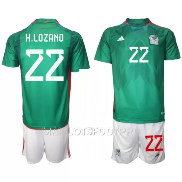 Maillot Mexique Hirving Lozano 22 Enfant Domicile Coupe du Monde 2022