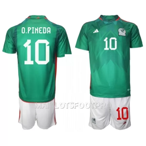 Maillot Mexique Orbelin Pineda 10 Enfant Domicile Coupe du Monde 2022