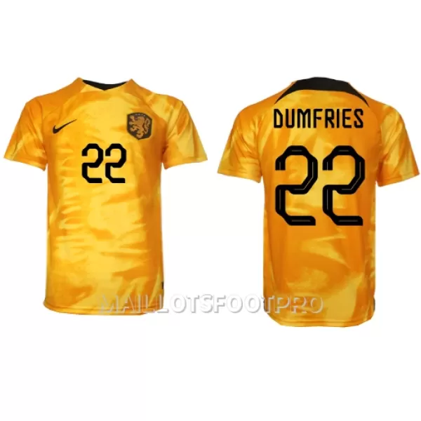 Maillot Pays-Bas Denzel Dumfries 22 Homme Domicile Coupe du Monde 2022