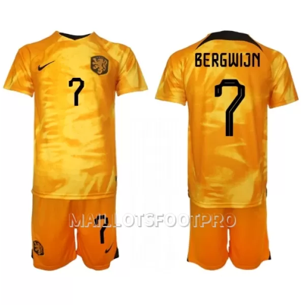 Maillot Pays-Bas Steven Bergwijn 7 Enfant Domicile Coupe du Monde 2022