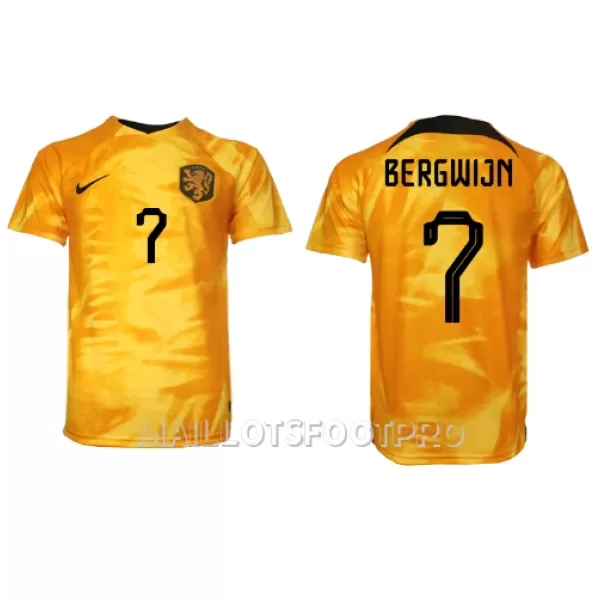 Maillot Pays-Bas Steven Bergwijn 7 Homme Domicile Coupe du Monde 2022