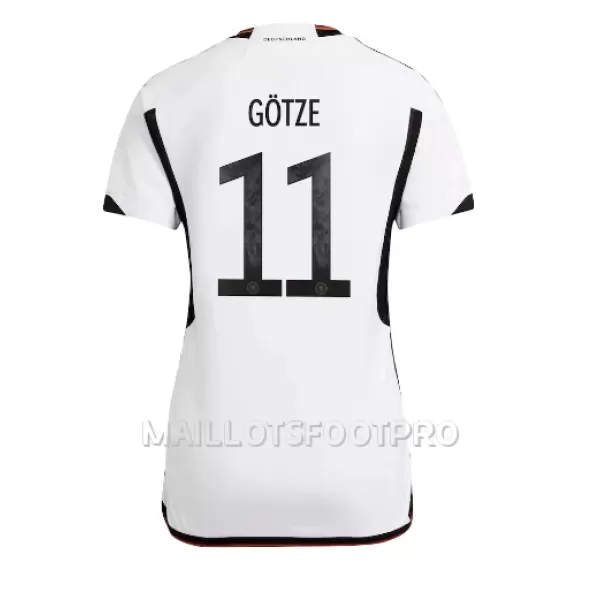 Maillot Allemagne Mario Gotze 11 Femme Domicile Coupe du Monde 2022