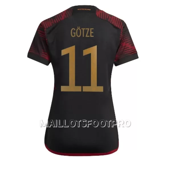 Maillot Allemagne Mario Gotze 11 Femme Extérieur Coupe du Monde 2022