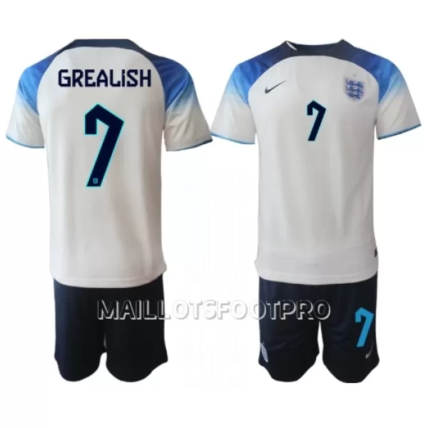 Maillot Angleterre Jack Grealish 7 Enfant Domicile Coupe du Monde 2022