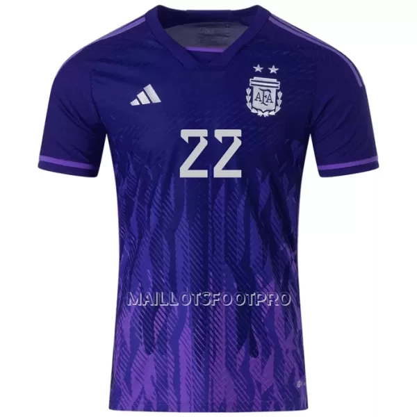 Maillot Argentine Lautaro Martinez 22 Homme Extérieur Coupe du Monde 2022