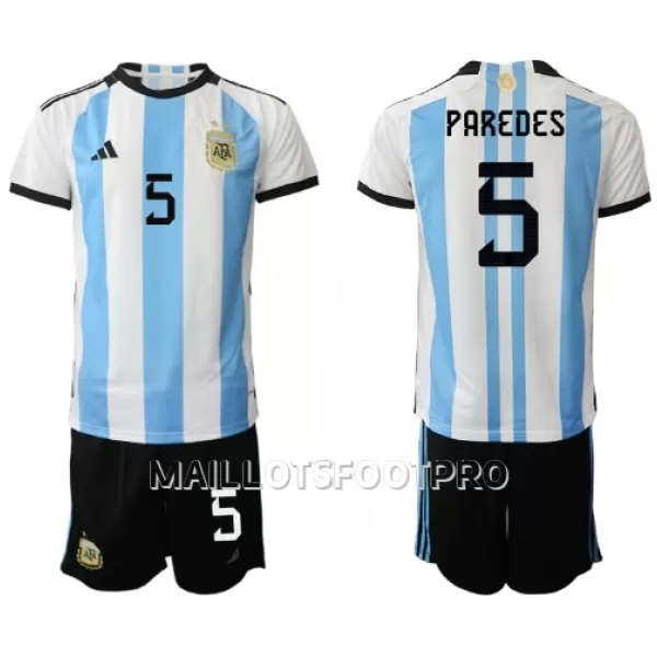 Maillot Argentine Leandro Paredes 5 Enfant Domicile Coupe du Monde 2022