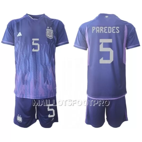 Maillot Argentine Leandro Paredes 5 Enfant Extérieur Coupe du Monde 2022