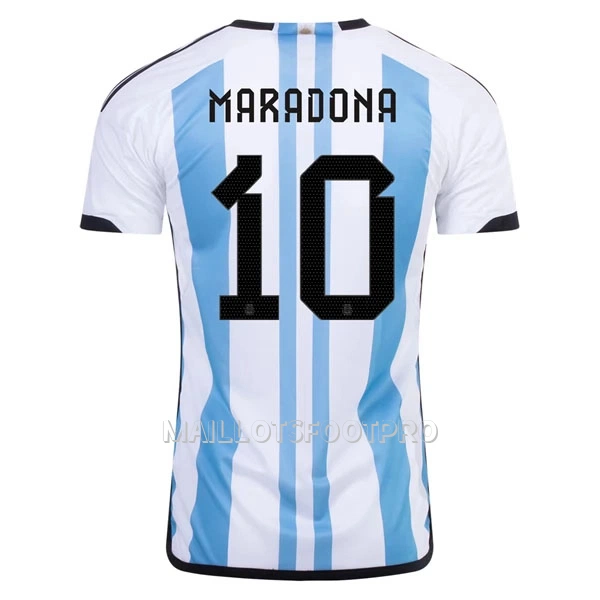 Maillot Argentine Maradona 10 Homme Domicile Coupe du Monde 2022