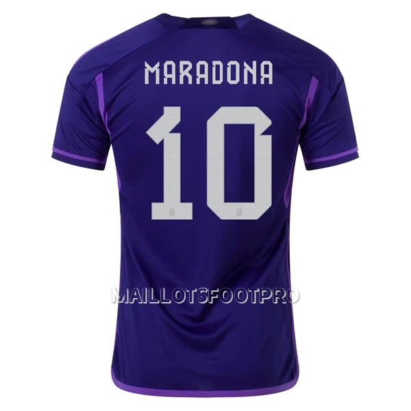 Maillot Argentine Maradona 10 Homme Extérieur Coupe du Monde 2022