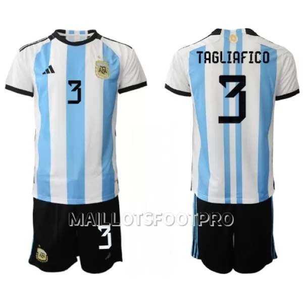 Maillot Argentine Nicolas Tagliafico 3 Enfant Domicile Coupe du Monde 2022