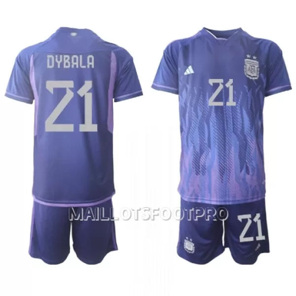 Maillot Argentine Paulo Dybala 21 Enfant Extérieur Coupe du Monde 2022