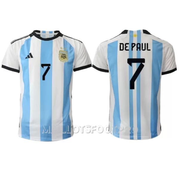 Maillot Argentine Rodrigo de Paul 7 Homme Domicile Coupe du Monde 2022