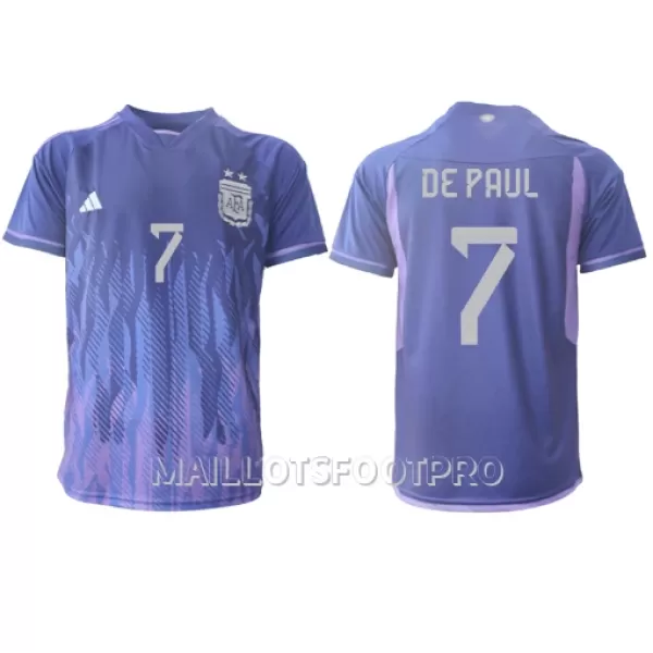 Maillot Argentine Rodrigo de Paul 7 Homme Extérieur Coupe du Monde 2022