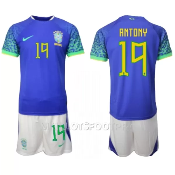 Maillot Brésil Antony 19 Enfant Extérieur Coupe du Monde 2022