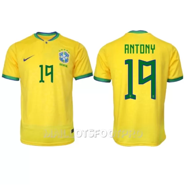 Maillot Brésil Antony 19 Homme Domicile Coupe du Monde 2022