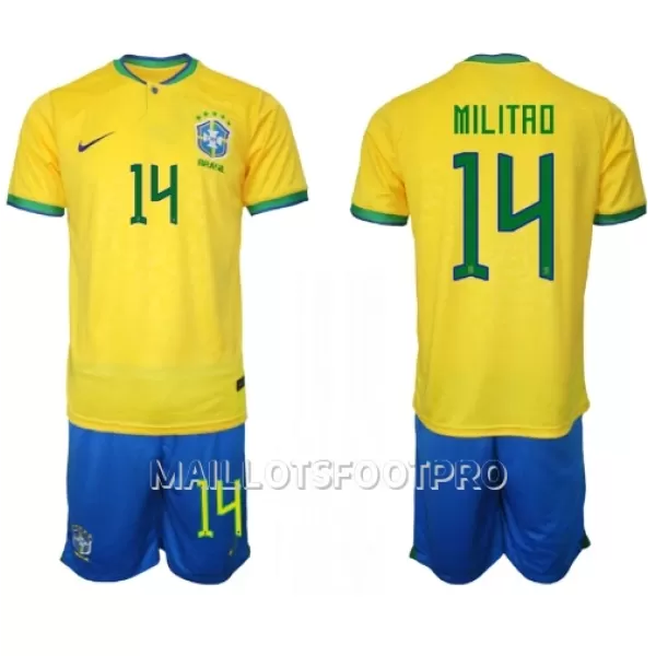 Maillot Brésil Eder Militao 14 Enfant Domicile Coupe du Monde 2022