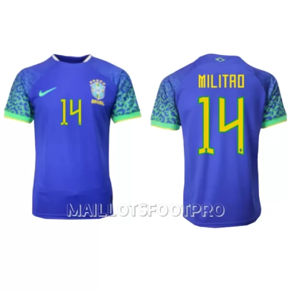 Maillot Brésil Eder Militao 14 Homme Extérieur Coupe du Monde 2022