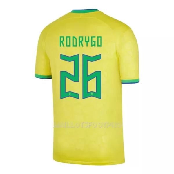 Maillot Brésil RODRYGO 26 Homme Domicile Coupe du Monde 2022