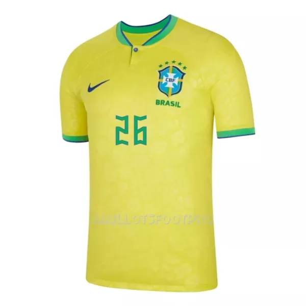 Maillot Brésil RODRYGO 26 Homme Domicile Coupe du Monde 2022