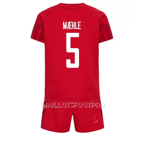 Maillot Danemark Joakim Maehle 5 Enfant Domicile Coupe du Monde 2022