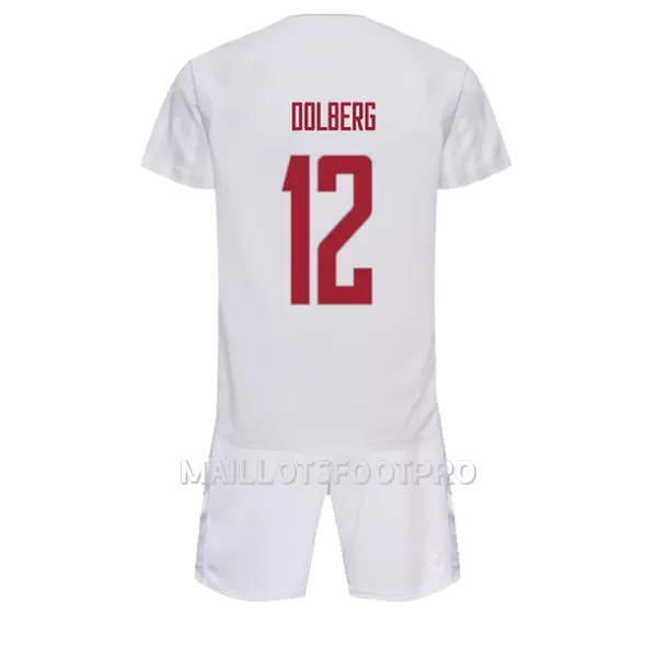 Maillot Danemark Kasper Dolberg 12 Enfant Extérieur Coupe du Monde 2022