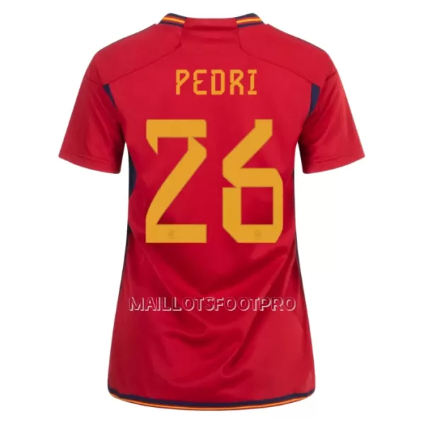 Maillot Espagne PEDRI 26 Femme Domicile Coupe du Monde 2022