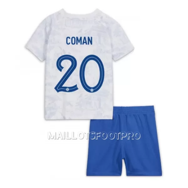 Maillot France Kingsley Coman 20 Enfant Extérieur Coupe du Monde 2022