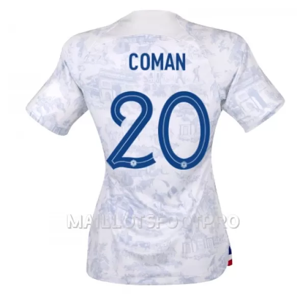 Maillot France Kingsley Coman 20 Femme Extérieur Coupe du Monde 2022