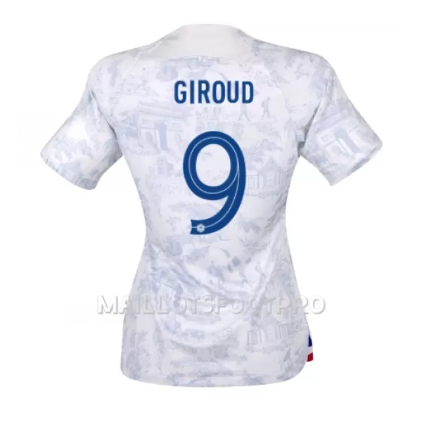 Maillot France Olivier Giroud 9 Femme Extérieur Coupe du Monde 2022