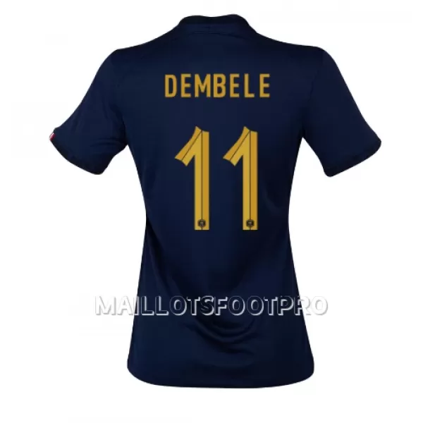 Maillot France Ousmane Dembele 11 Femme Domicile Coupe du Monde 2022