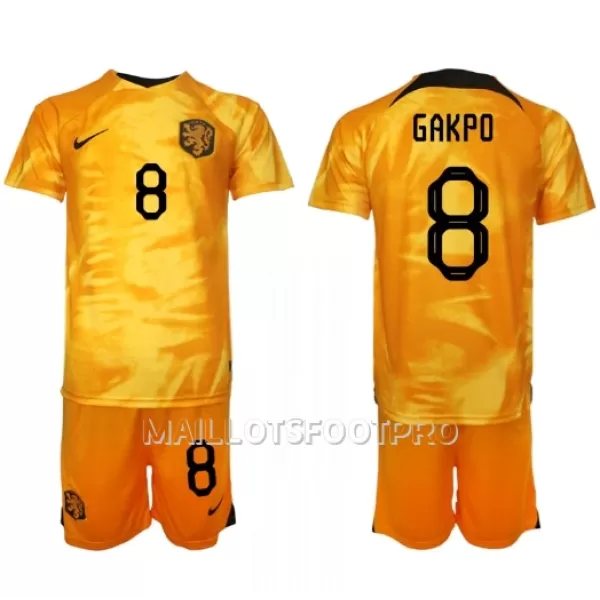 Maillot Pays-Bas Cody Gakpo 8 Enfant Domicile Coupe du Monde 2022