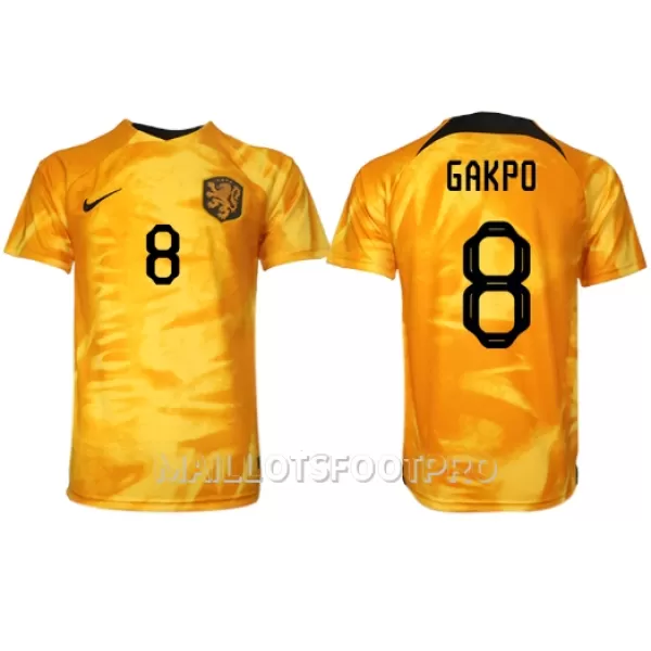 Maillot Pays-Bas Cody Gakpo 8 Homme Domicile Coupe du Monde 2022