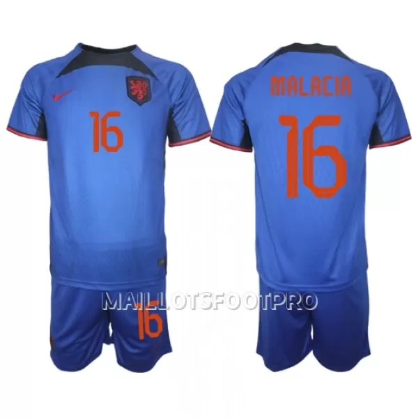 Maillot Pays-Bas Tyrell Malacia 16 Enfant Extérieur Coupe du Monde 2022