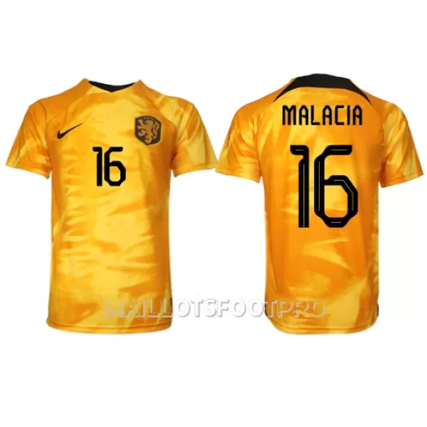 Maillot Pays-Bas Tyrell Malacia 16 Homme Domicile Coupe du Monde 2022