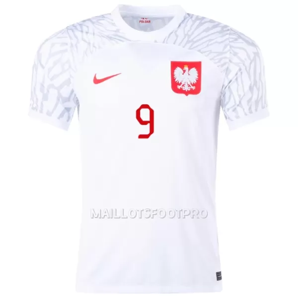 Maillot Pologne LEWANDOWSKI 9 Homme Domicile Coupe du Monde 2022