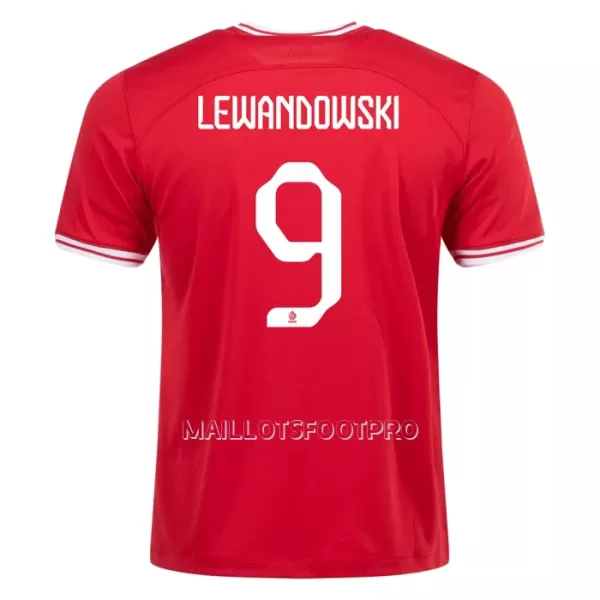 Maillot Pologne LEWANDOWSKI 9 Homme Extérieur Coupe du Monde 2022