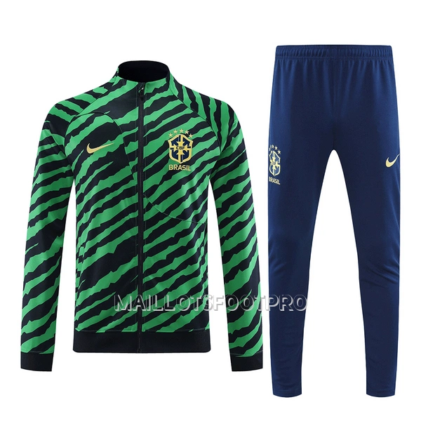 Brésil Green Ensemble Vestes d'Entraînement Homme 2022 Noire