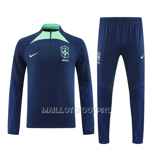 Brésil Sweat d'Entraînement Homme 2022 Quart-Zip Navy