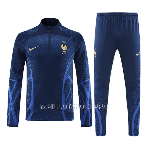 France Sweat d'Entraînement Homme 2022 Quart-Zip Navy