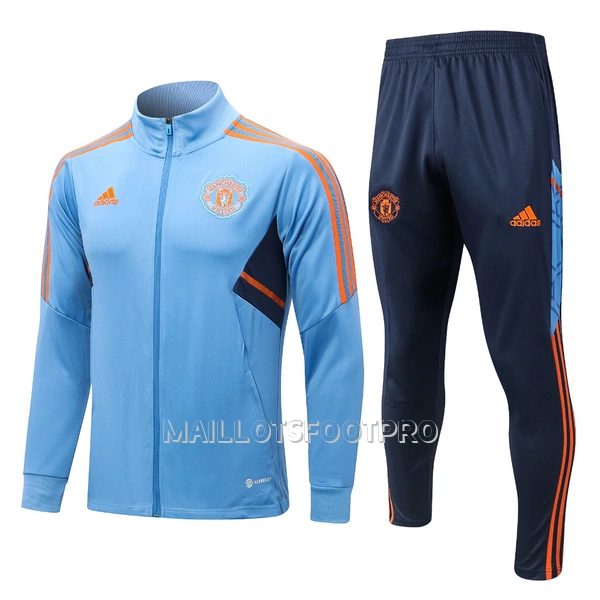 Manchester United Ensemble Sweat d'Entraînement Homme 22-23 Bleu Clair